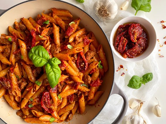 Italian Sausage & Sundried Tomato Pasta | Red Barn Market